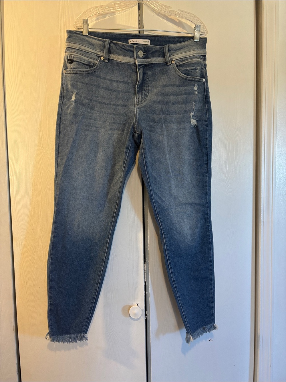 Never worn KanCan Medium Blue Distressed Ankle Skinny Jeans